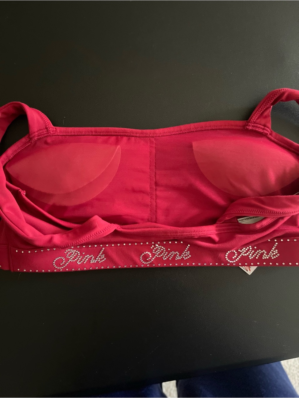 PINK Victoria's Secret Red Rhinestone-Trim Sports Bralette - Picture 5 of 5